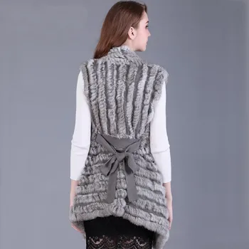 2020FXFURS módne Ženy, Originálne Pletené Králik Kožušinové Vesty s pásom sveter Vesta veľkoobchod drop shipping