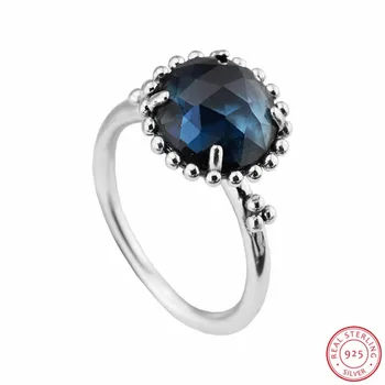 Skutočné 925 Sterling Silver Nádherné Midnight Star Prstene pre Ženy Šperky s Rose-cut Midnight Blue Crystal Veľkoobchod FLR019