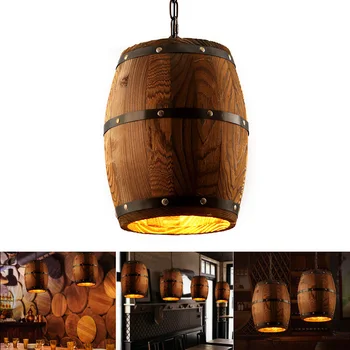 Drewna beczka na wino wiszące oprawa wisiorek oświetlenie nadaje się robiť baru Kaviareň światła lampa sufitowa restauracj