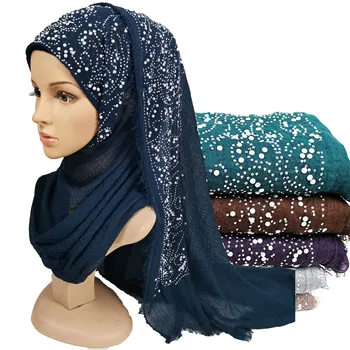 N9 10pcs Diamond crinkone ženy moslimských crinkle hidžáb šatku femme musulman mäkké bavlnené šatky islamský hidžáb šály a zábaly
