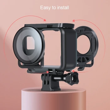 Objektív Kryt Ochranný Sklenený Kryt pre Insta360one R Panoramatická Kamera s Rámom(Black)