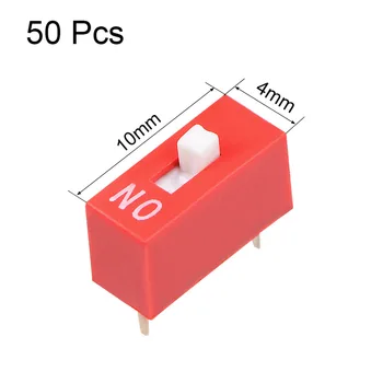 Uxcell 50Pcs DIP Prepínače Červená 1-2 Pozície 2.54 mm Ihrisku na Okruh Breadboards PCB ako prepnúť alebo Vypnúť Doplnky