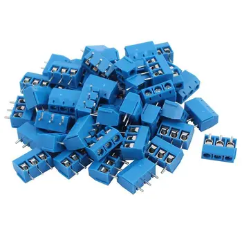 100KS modrých ABS KF301-3P 5.08 3 mm Pin Pripojenie Terminálu Skrutkovacie svorky Konektor
