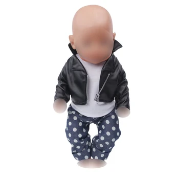 43 cm bábiky baby Oblečenie novorodenca čierna bunda biele tričko + nohavice Detské hračky fit Americký 18-palcové Dievčatá bábiky f729