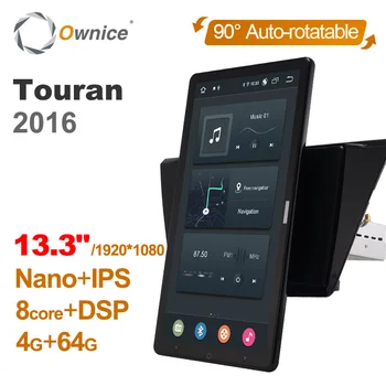 13.3 Palce 1920*1080 Ownice 1 Din Android 10.0 autorádio pre VW Touran 2016 GPS Auto Audio Systému, Prehrávač Auto Otočná