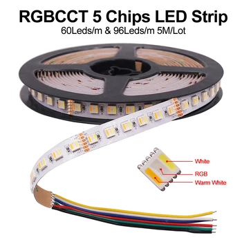 RGB CCT LED Pásy DC12V Nepremokavé 5050 LED Svetlo na Čítanie 30LEDs/m 60LEDs/m 96LEDs/m Flexibilné Pásky 5 V 1 LED Pásy DC 24V 5m