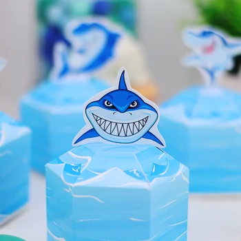 Žralok Narodeninovej Party Dodávky Dekorácie Prospech Boxy Slamky Prospech Tašky, Poháre Pozvánky Tortu Vňaťou Nálepky Na Fľaše