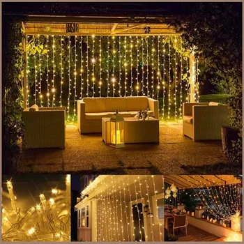 3x1/3x2/3x3/6x3m LED Záves String Svetlá na Vianočné Rozprávky Svetlá garland Domov Záhrada Dekoratívne Svetlo pre Dovolenku Svadobné Party