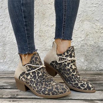 Nové Módne 2020 dámske Členkové Topánky Leopard Dámy Robustný Ženské Topánky Žena Obuv Plus Veľkosť 35-43