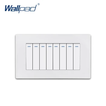 8 Gang Reset Momentálne Kontakt Wallpad Luxusný Biely PC Panel Wall Light Switch Kolískový Spínač 10A AC110~250V